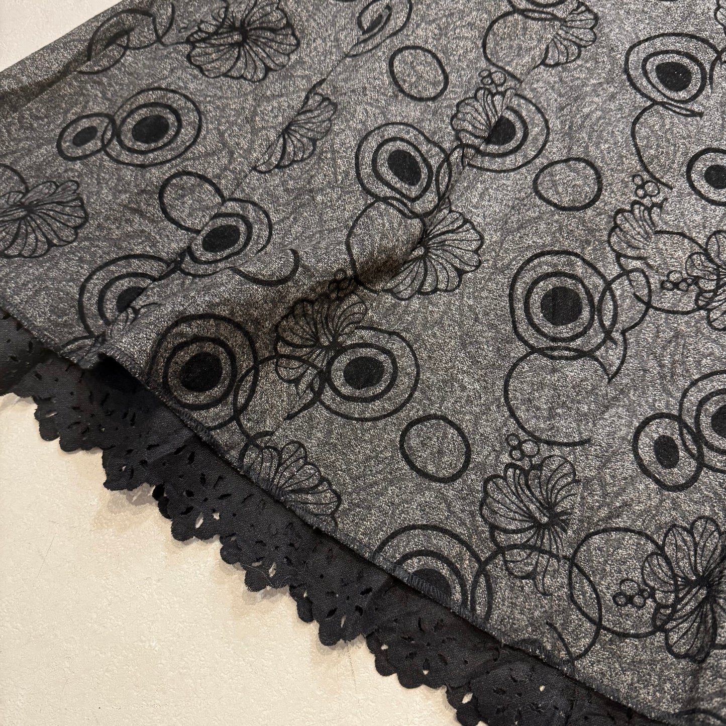 Dark grey floral polka dot ribbon skirt