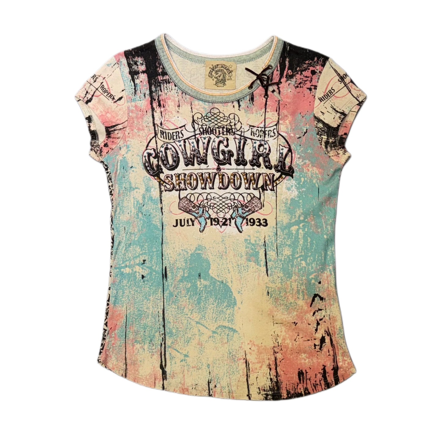 Skinny Minnie cowgirl graphic top