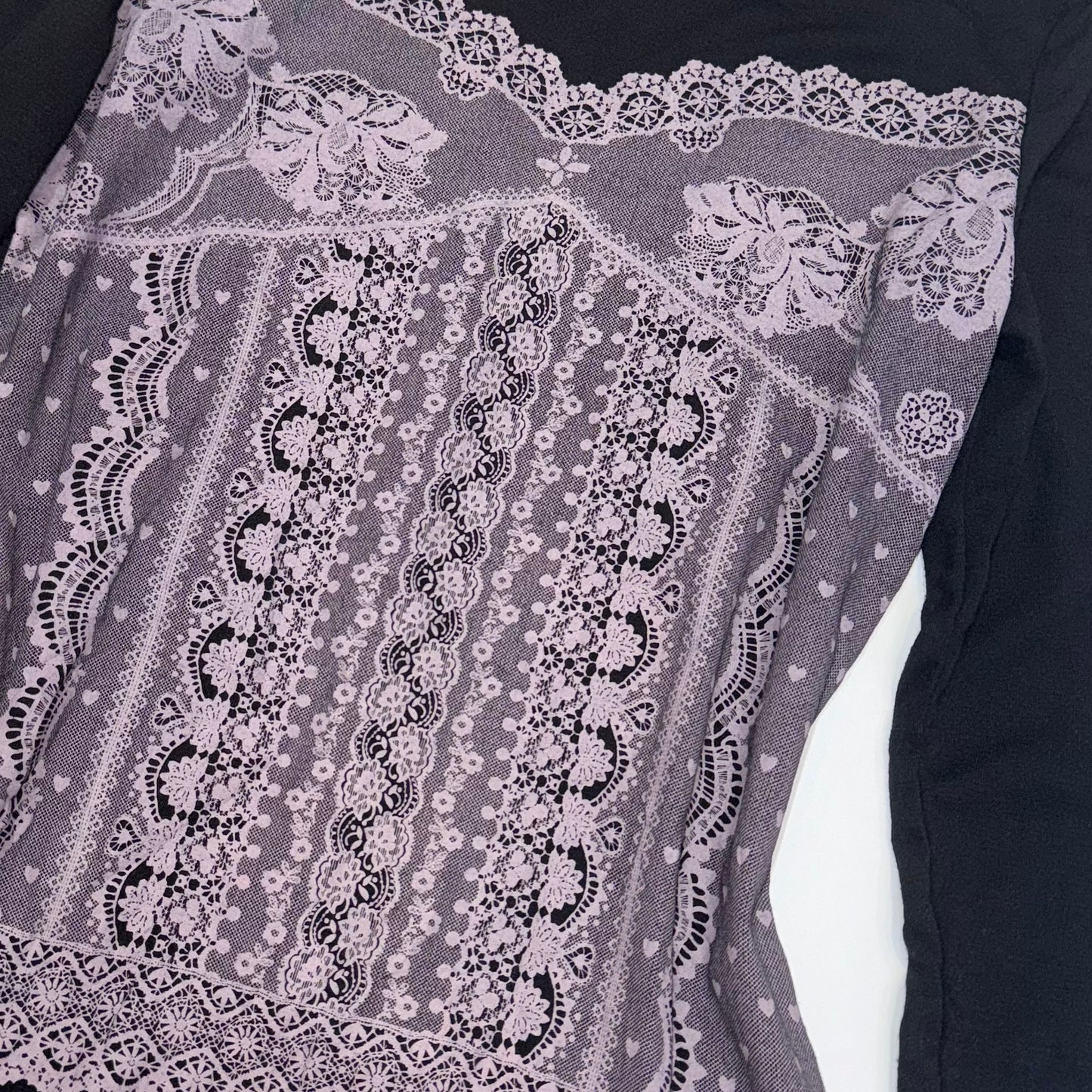 Lace corset print black long sleeve