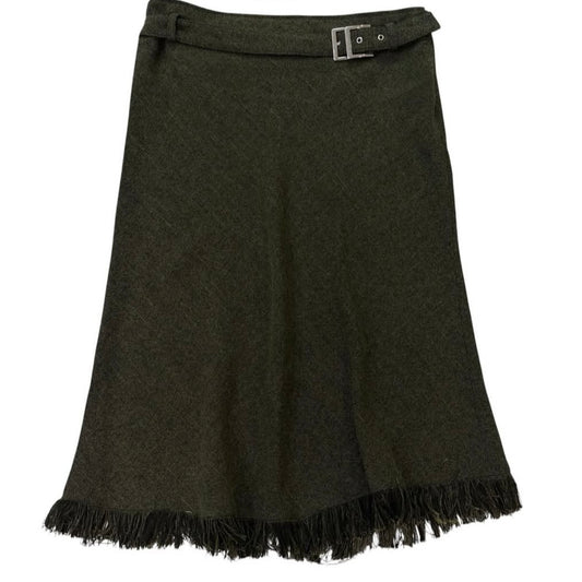 Green midi skirt with belt