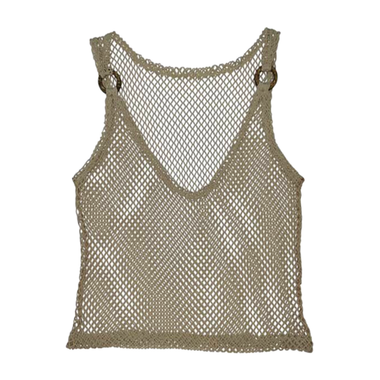 Brown mesh top