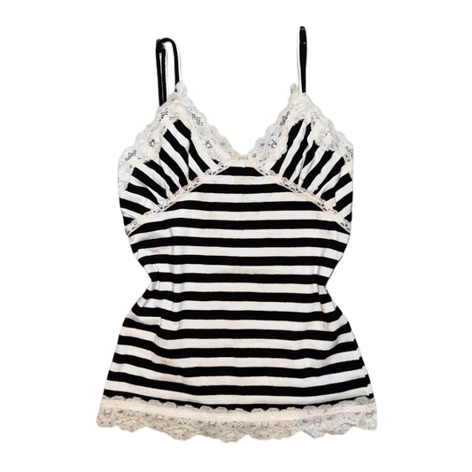 Striped lace tank