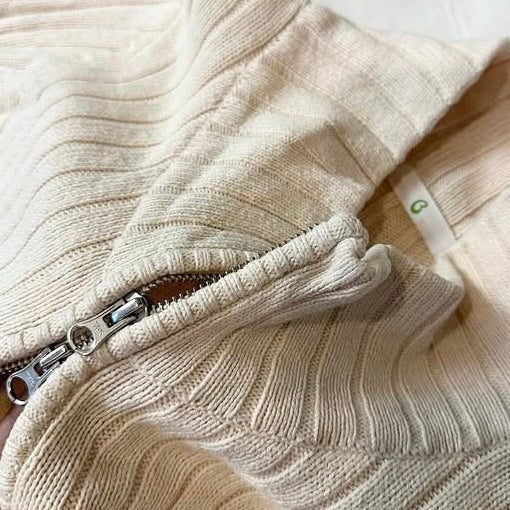 Double zip beige knitted jacket