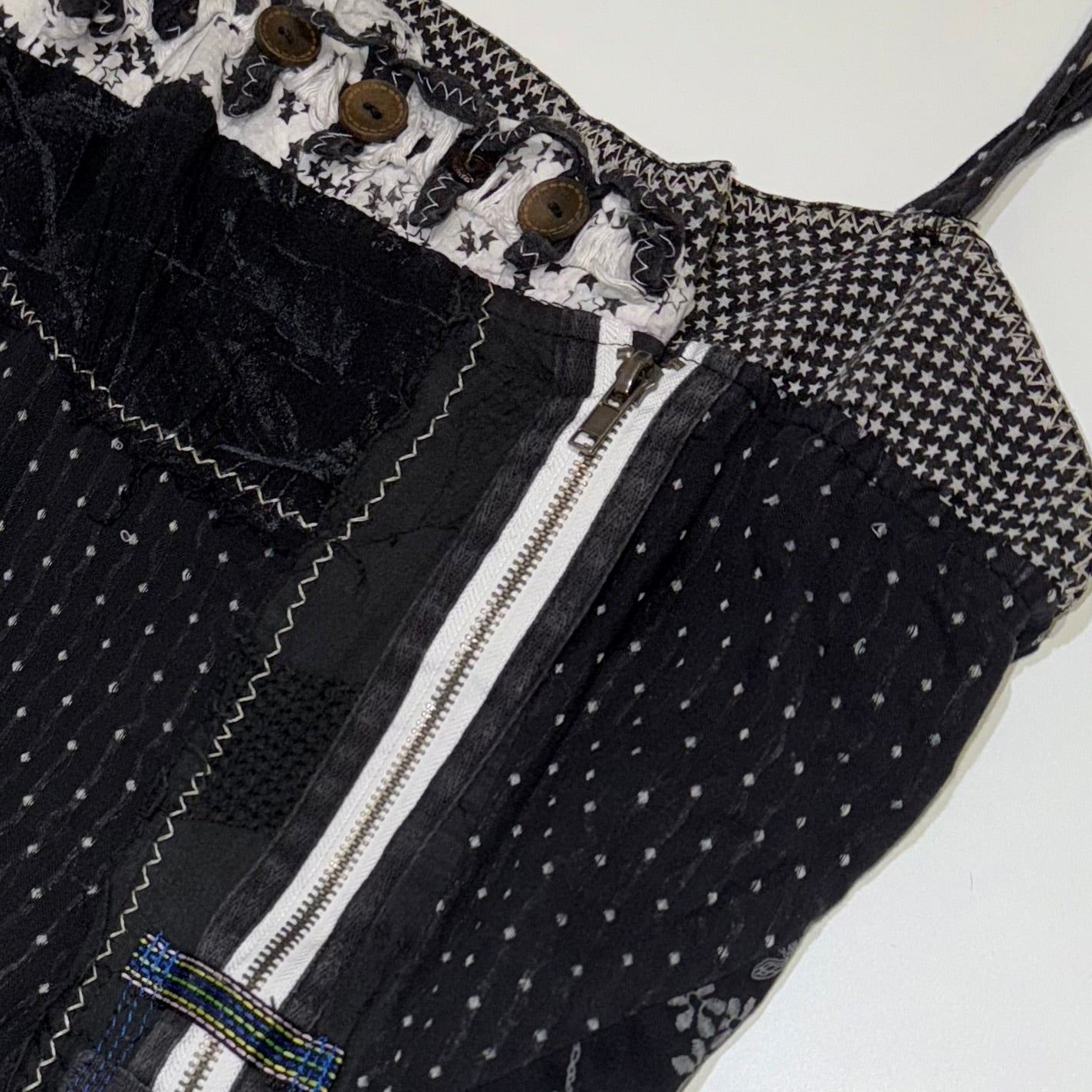 Black polka dot star floral patchwork dress