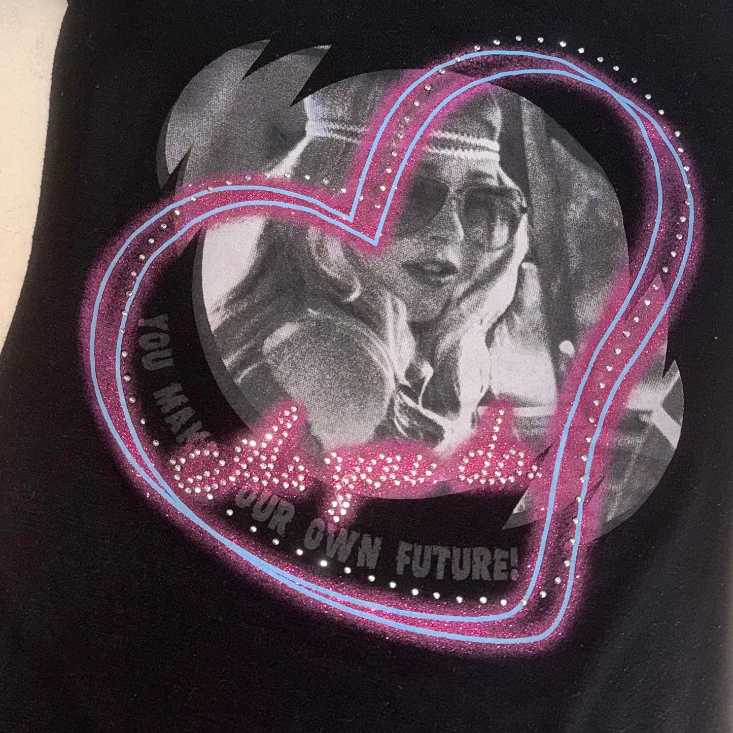 Cherry pop black rhinestones top
