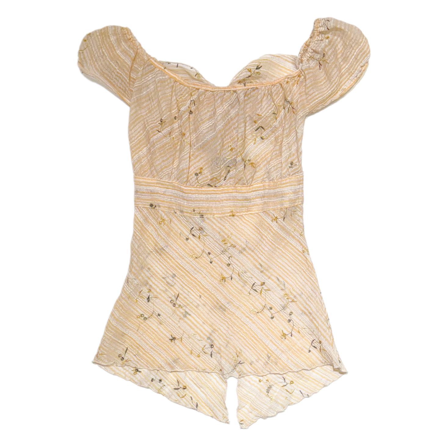 Cottage cream floral mesh top