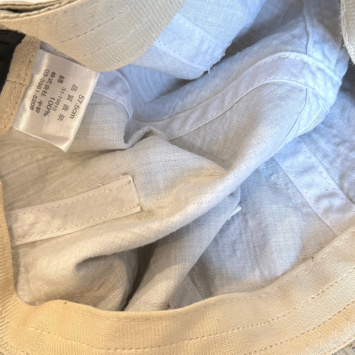 Ivory strips hat with belt detail