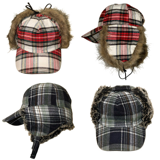 Checkered earflap cap