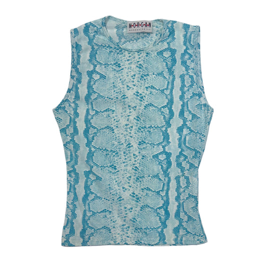 Morgan De Toi baby blue snake pattern top