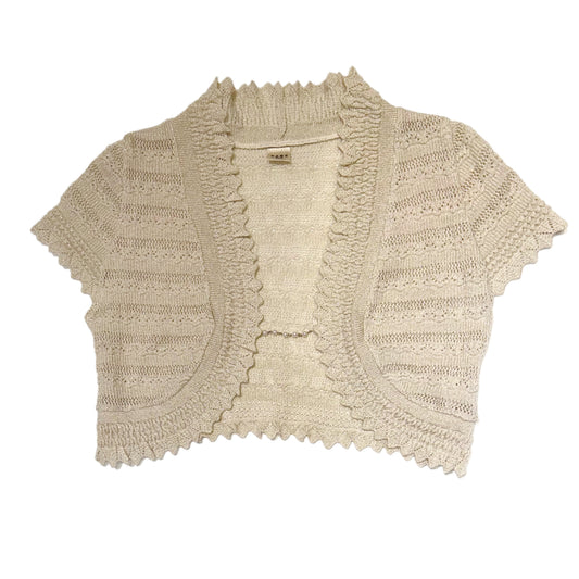 Axes cream shimmer knit pearls cropped cardigan