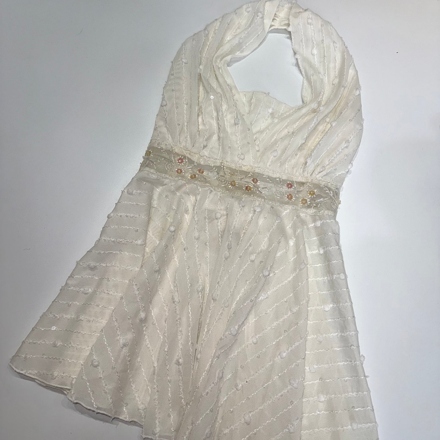 White embroidered backless cami