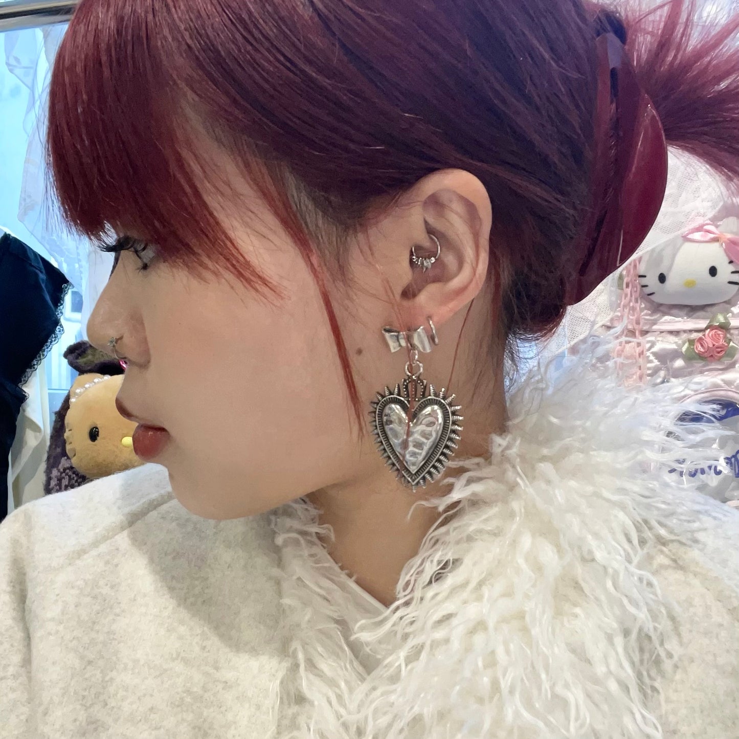 Ribbon heart earrings