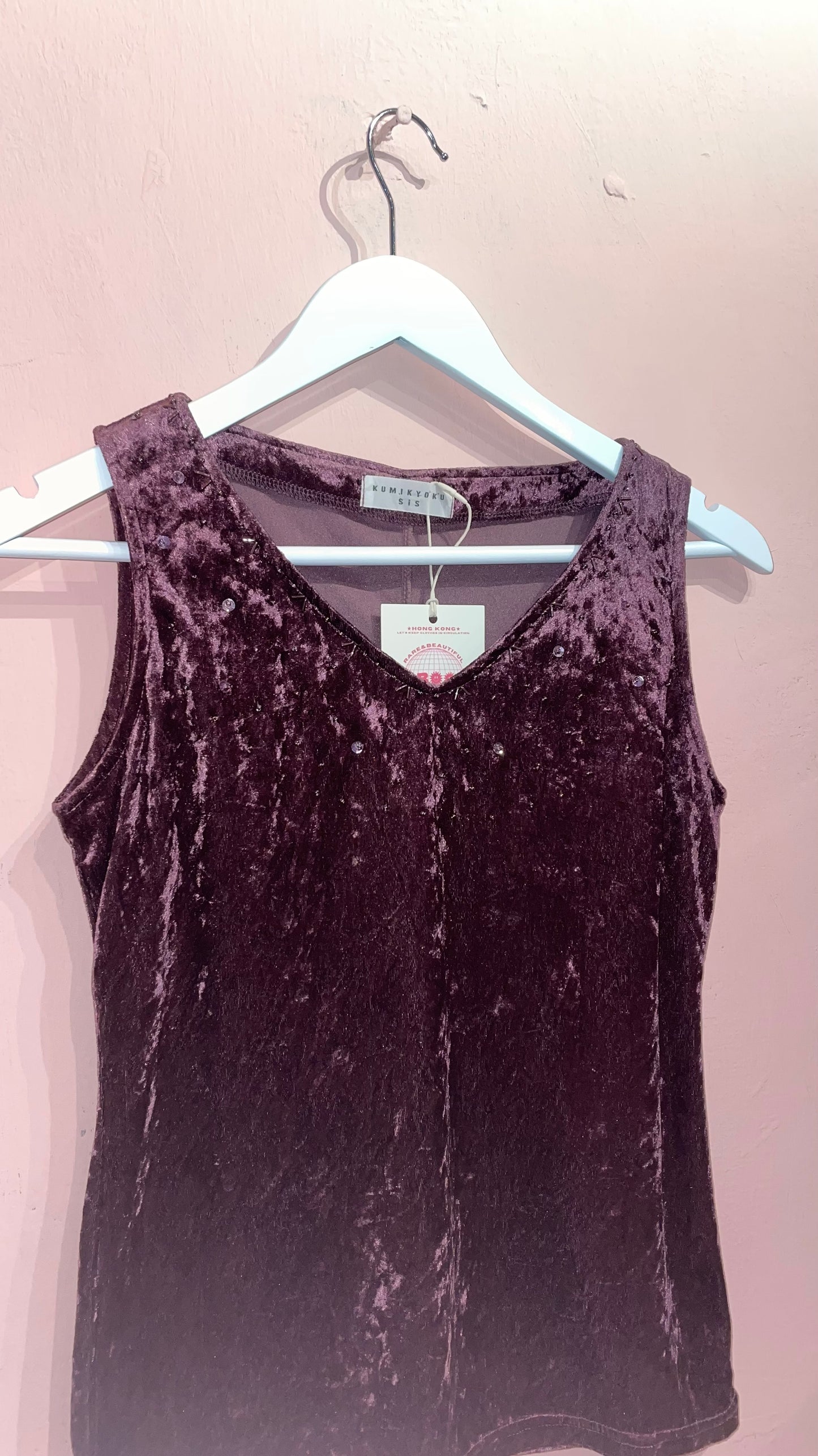 90s purple velvet top with embroidery