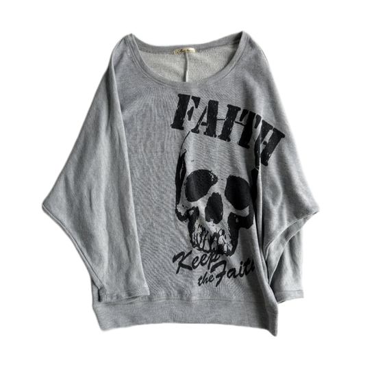 Faith skull grey oversized long sleeve