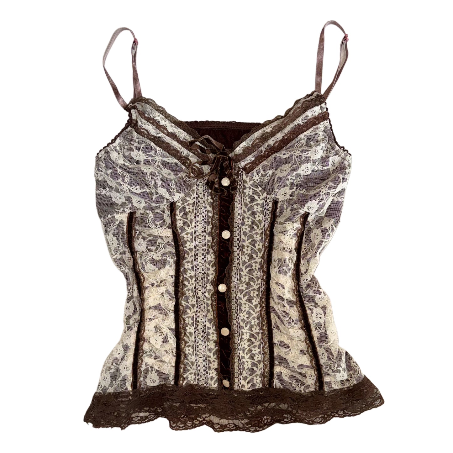 Brown lace cami