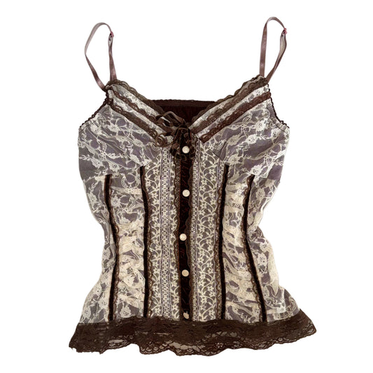 Brown lace cami