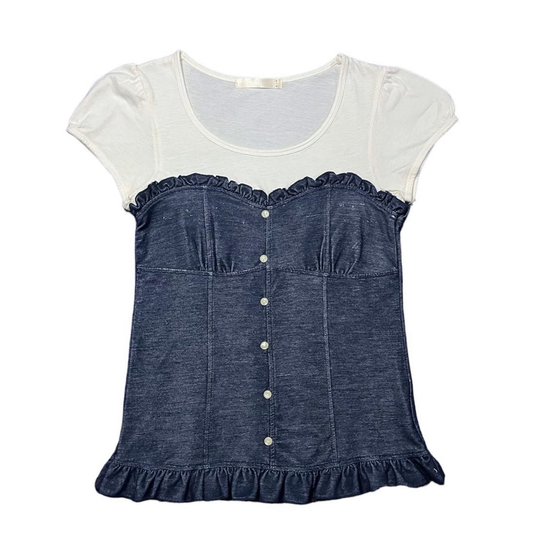 00s denim layered top