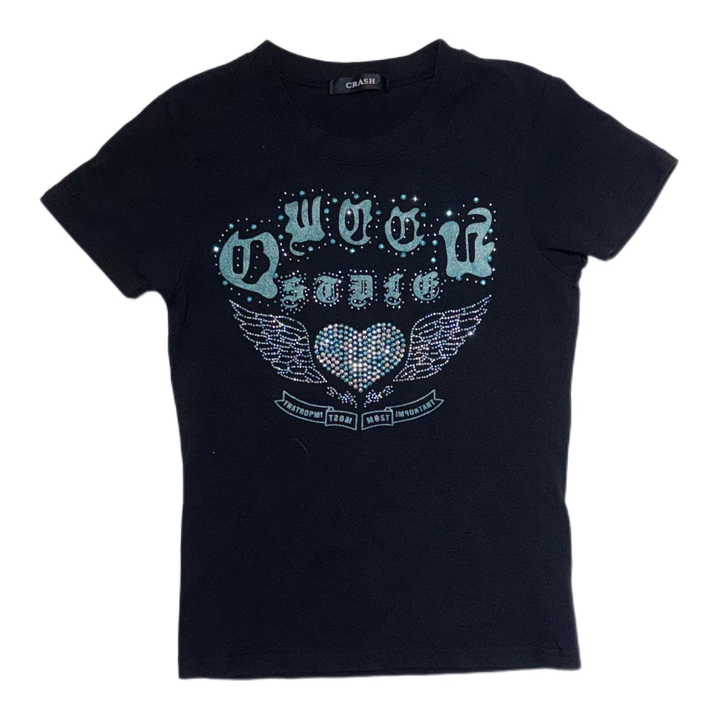 Crash black rhinestones top