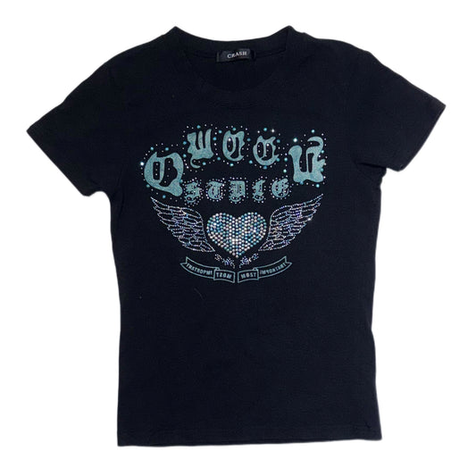Crash black rhinestones top