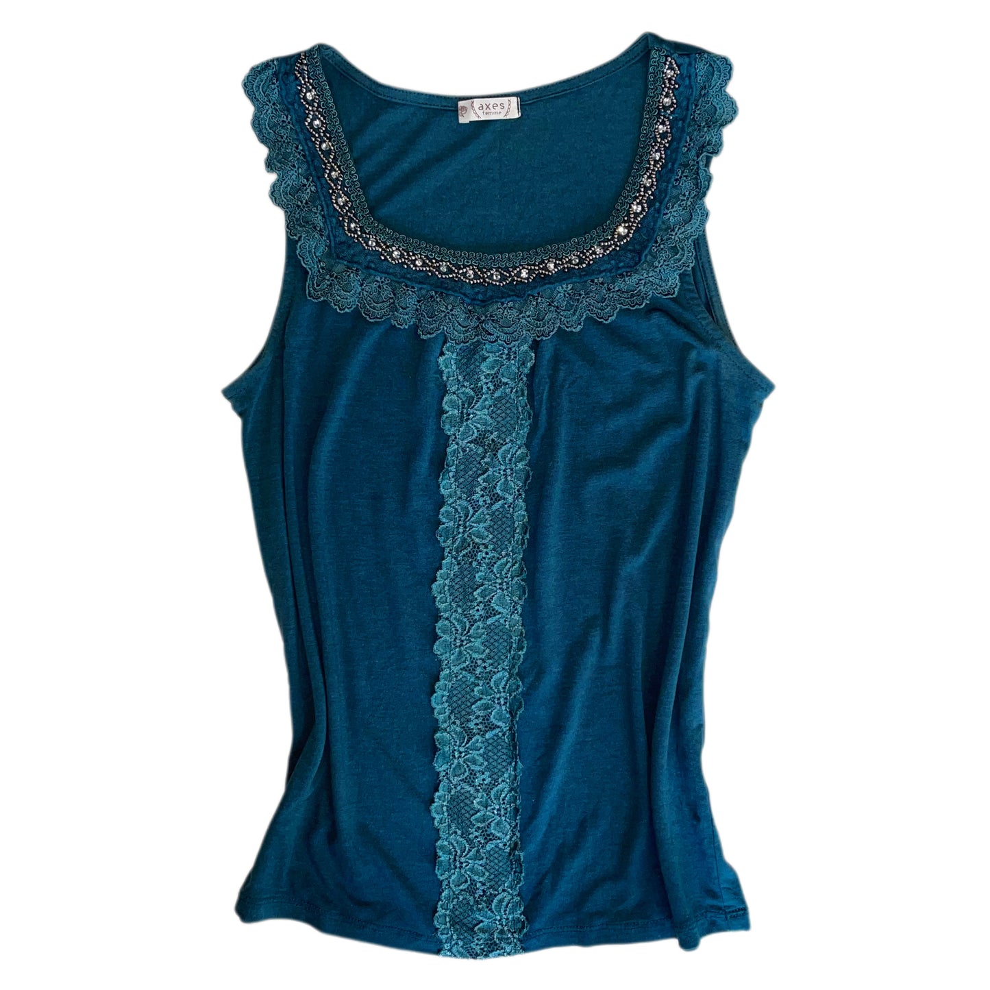 Axes teal lace top