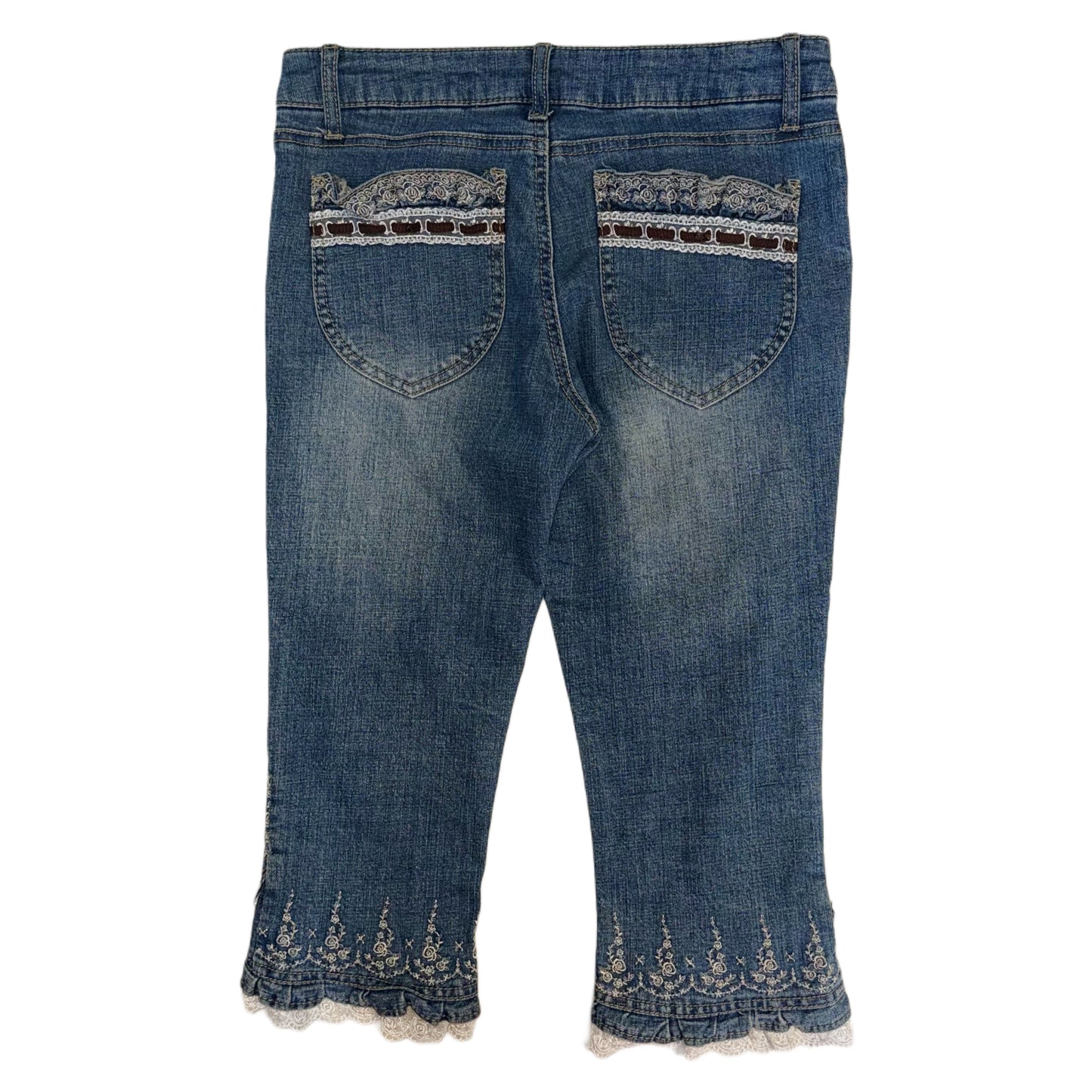 Axes denim white lace capris