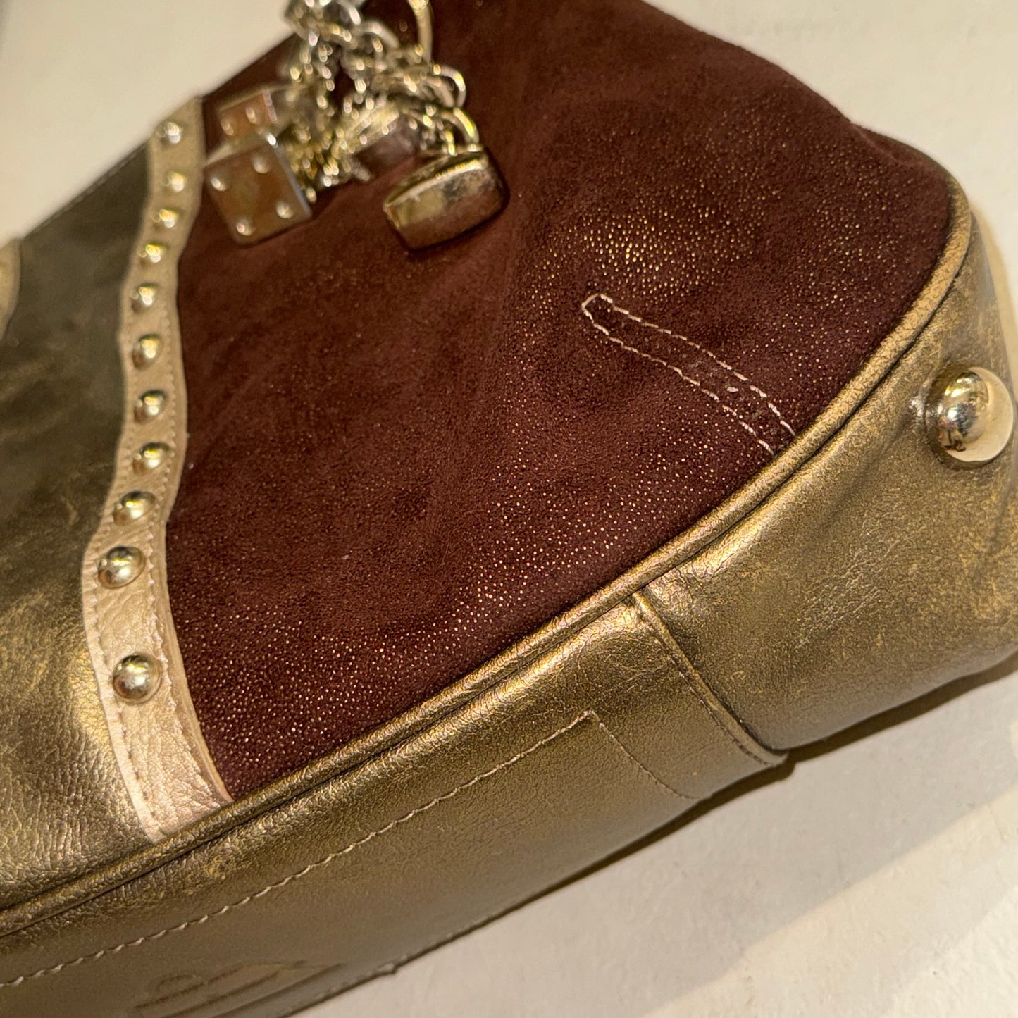 Kathy brown suede bag with keychain