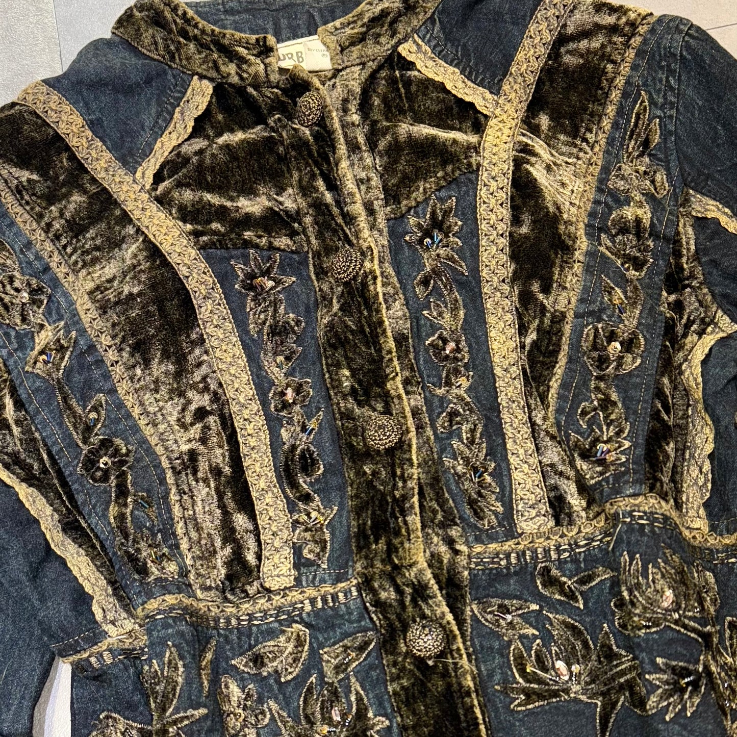 Denim brown velvet lace jacket