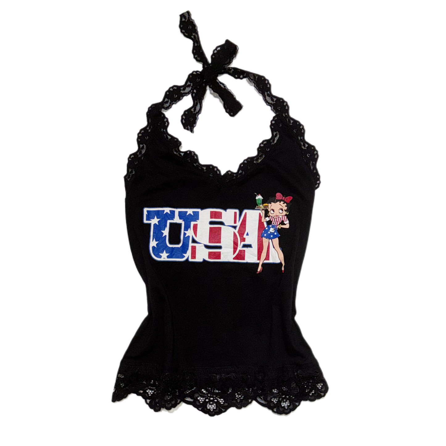 Betty Boop lace trim halter