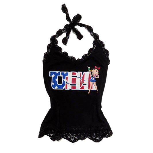 Betty Boop lace trim halter