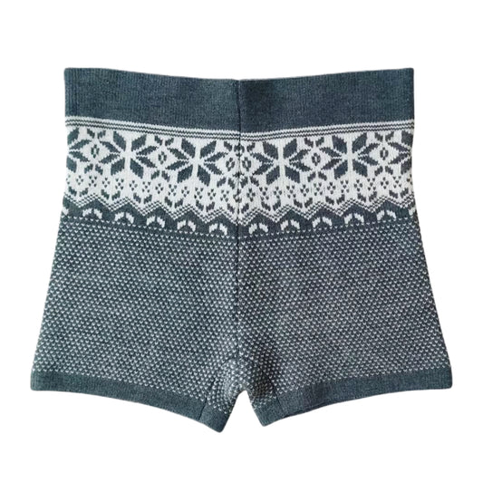 Snow pattern grey knit shorts