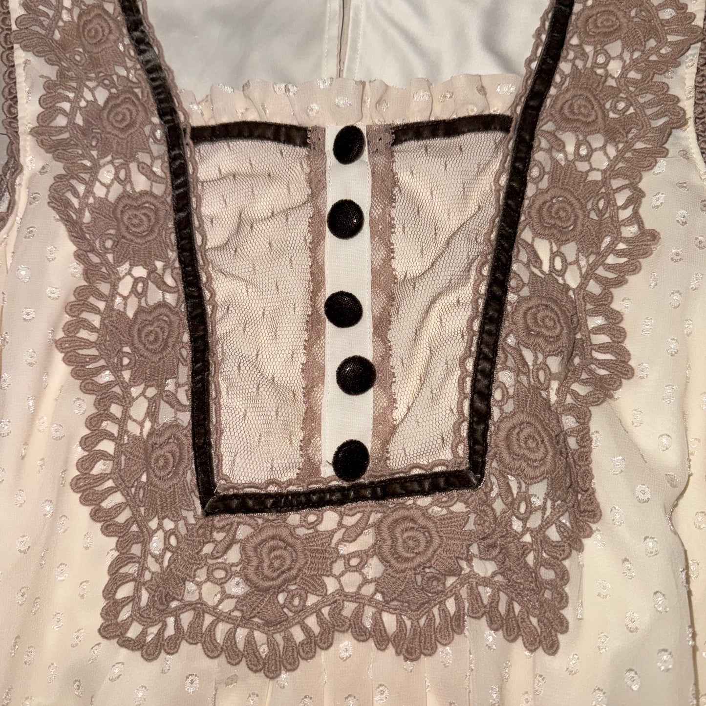 Ivory polka dot lace top