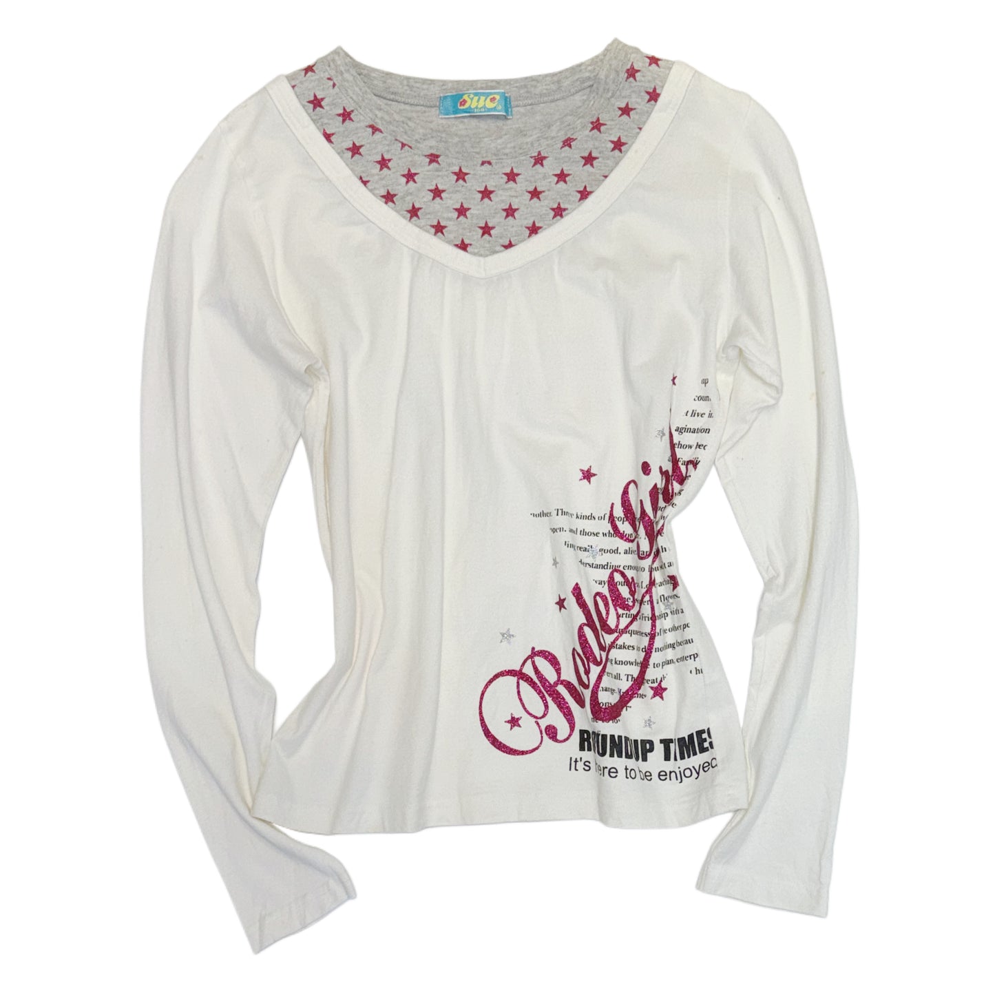 Grey pink star white layered long sleeve