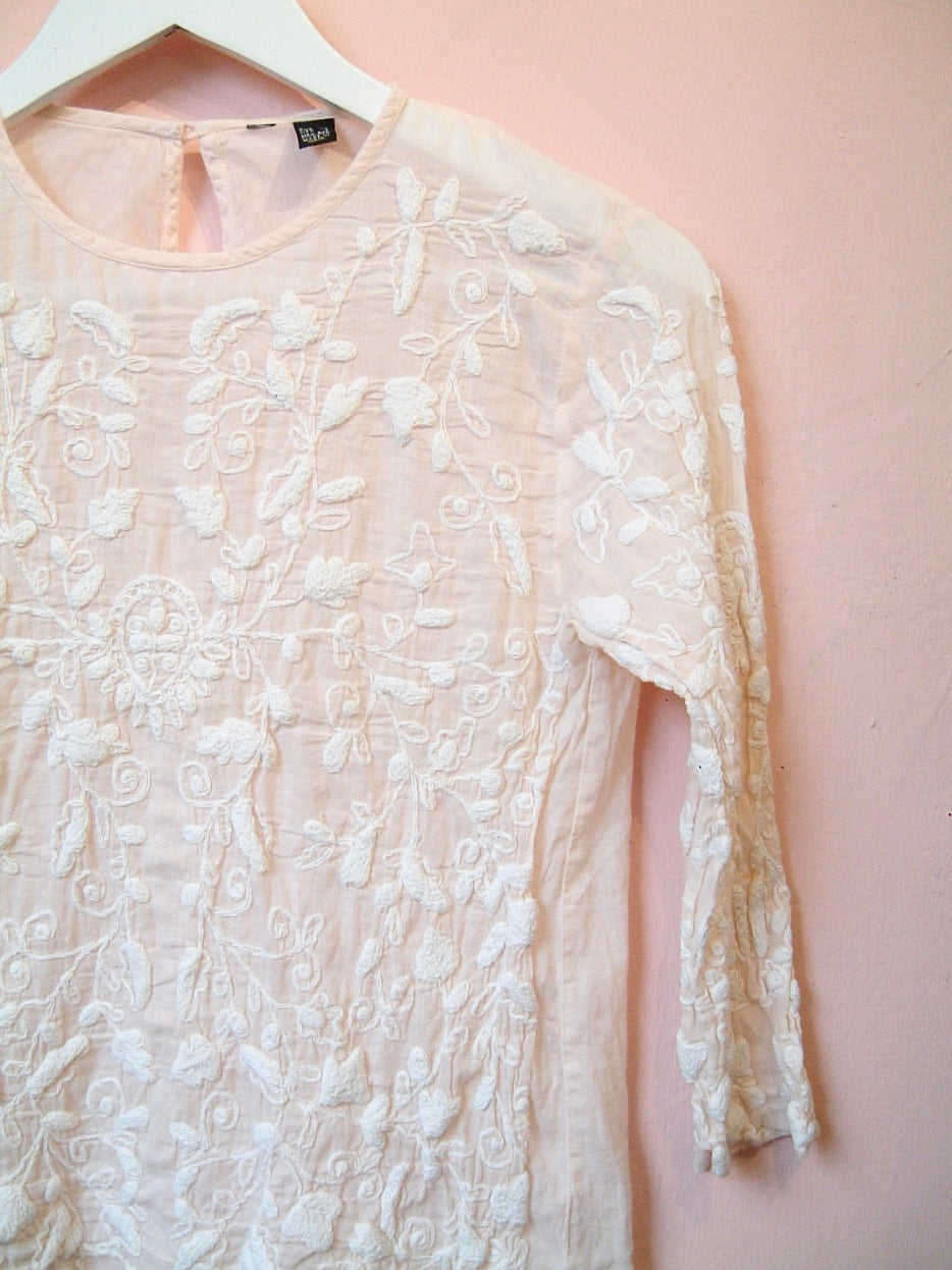 Pinkish With White Flora Long Sleeve