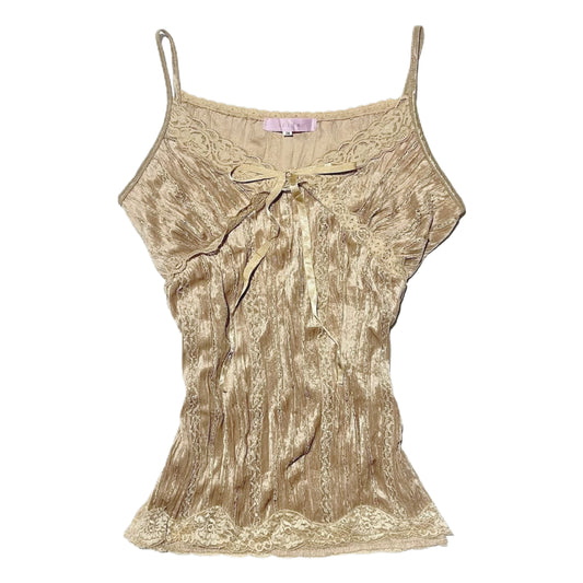 Beige velvet lace tank