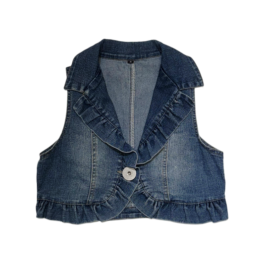 Denim ruffle cropped vest