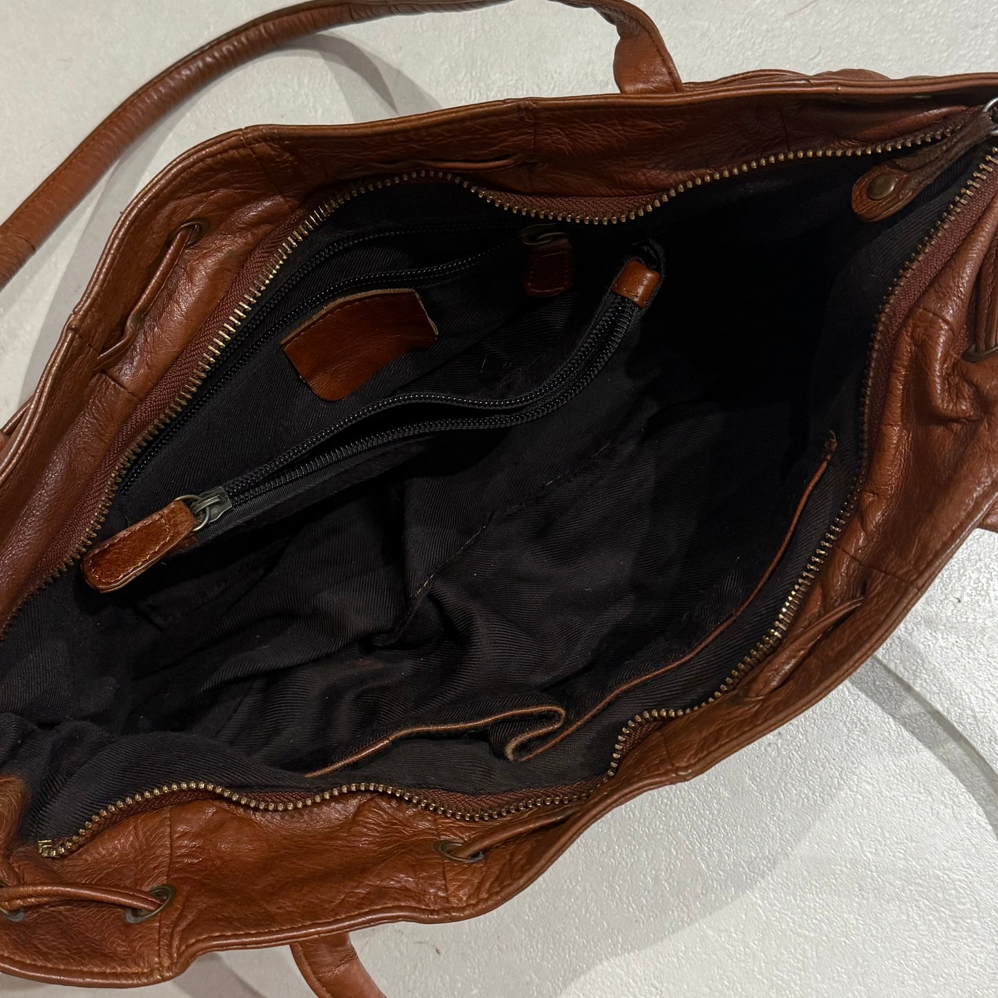 Brown rivets leather bag