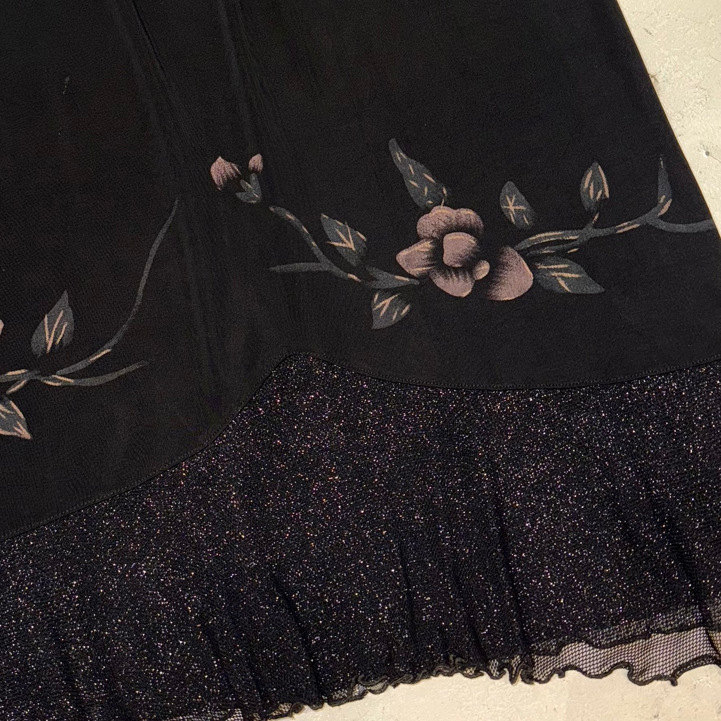 Black floral glittering skirt