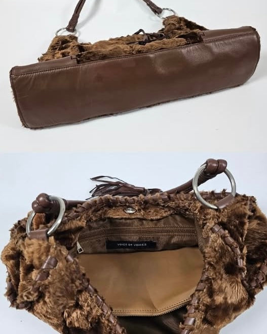 Brown velvet shoulder bag