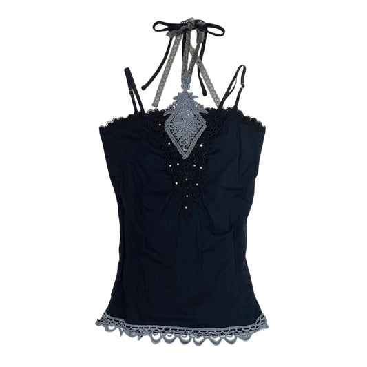Axes black grey lace halter
