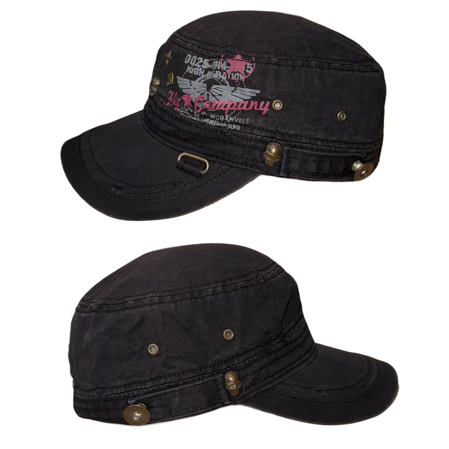 Black rivet hat