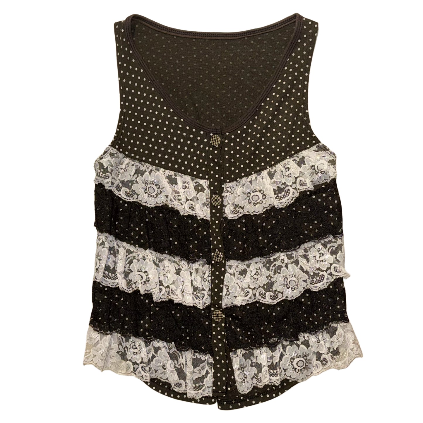 Polka dot lace layered vest