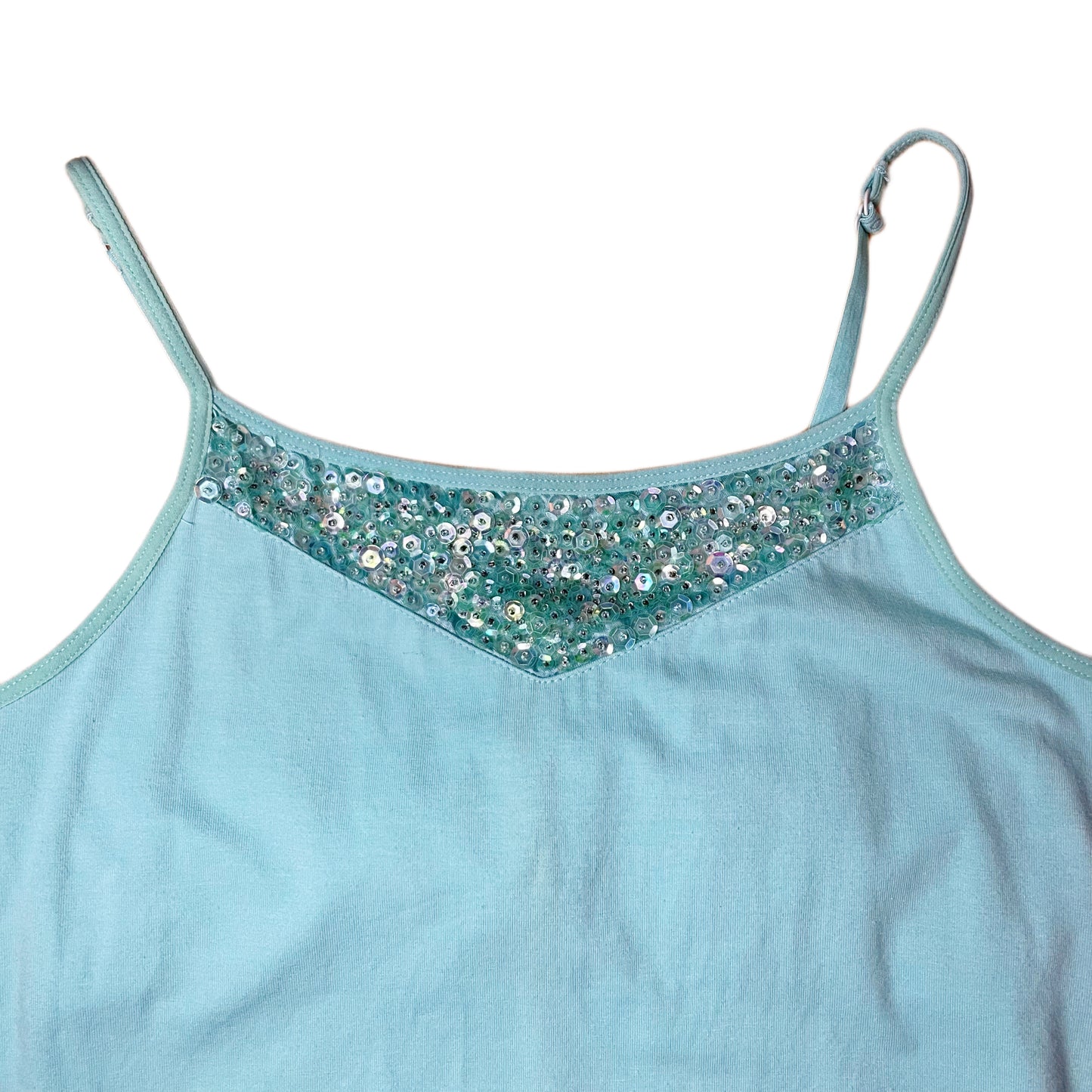 Baby blue beaded tank