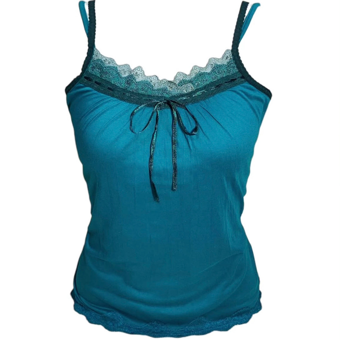 Blue lace cotton tank