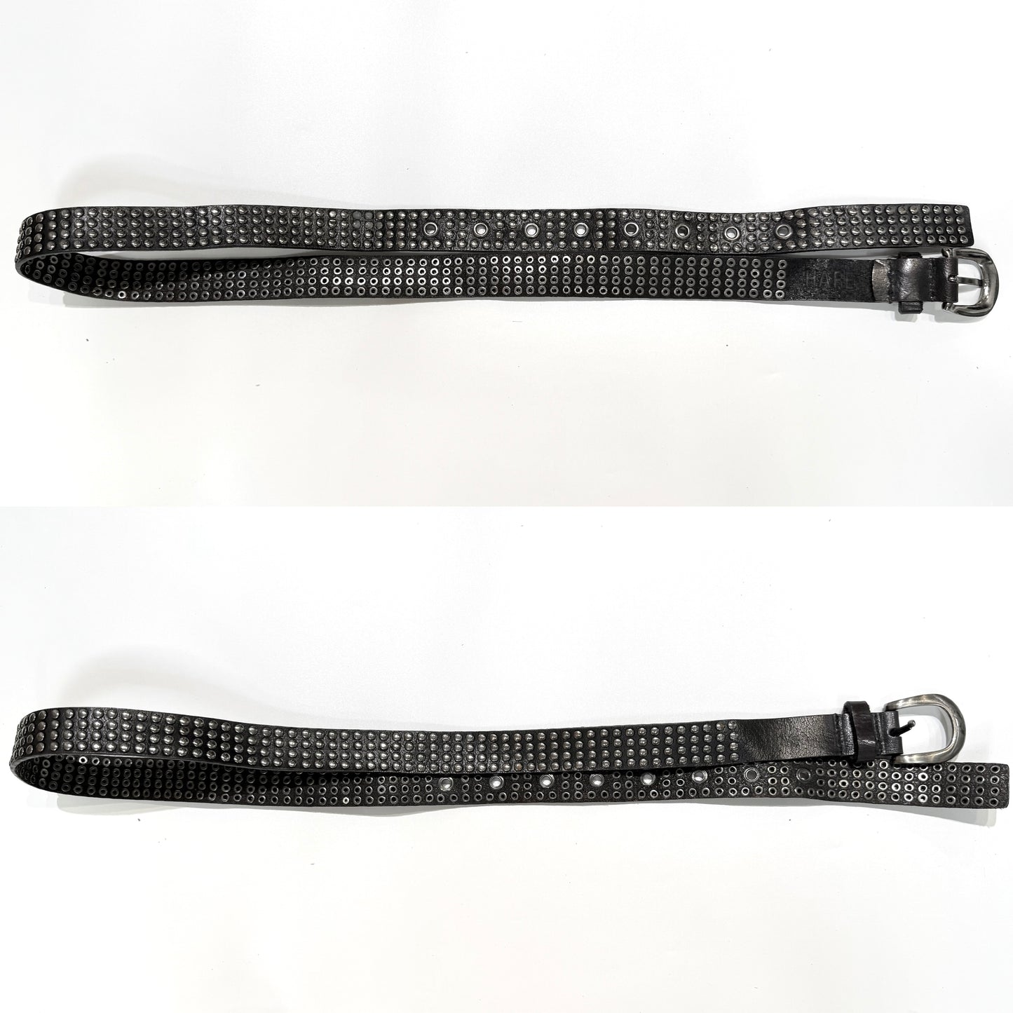 Black rivets leather belt