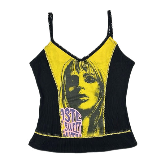 Damoda yellow graphic black tank