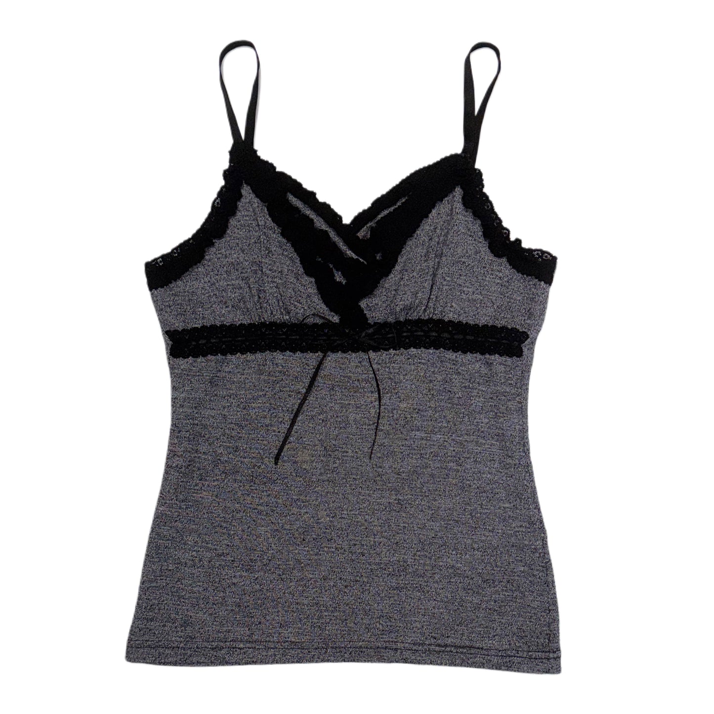 Grey black lace cami