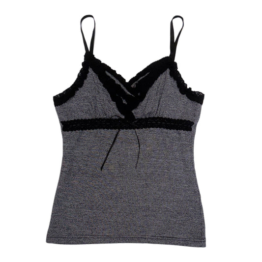Grey black lace cami