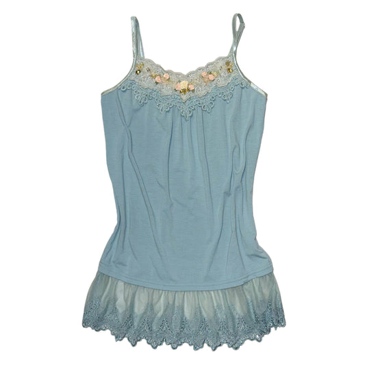 Axes Tiffany blue floral lace cami