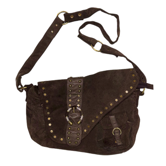 Brown crossbody suede bag
