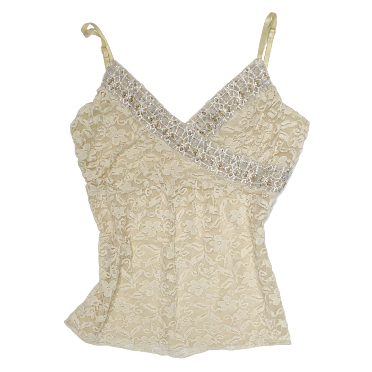 Morgan De Toi Ivory embroidered lace cami